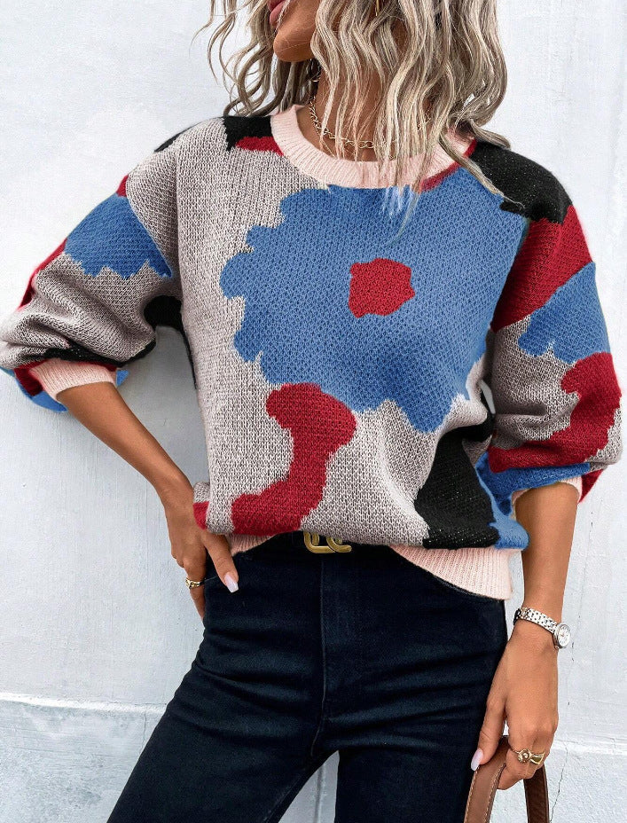 Retro Floral Knitted Jumper