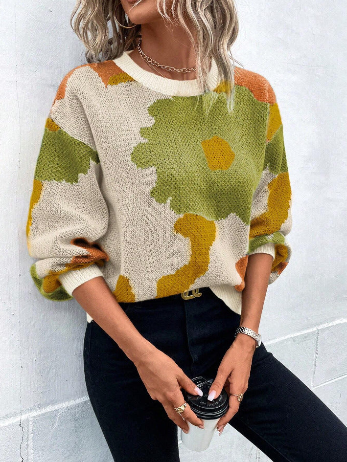 Retro Floral Knitted Jumper