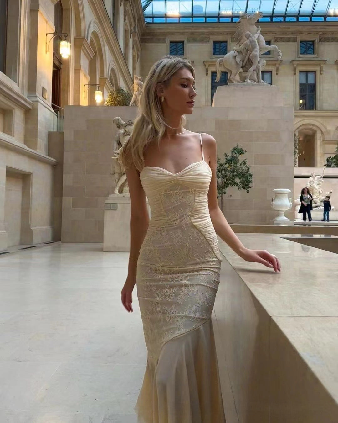 Lace Low-Cut Slip Dress