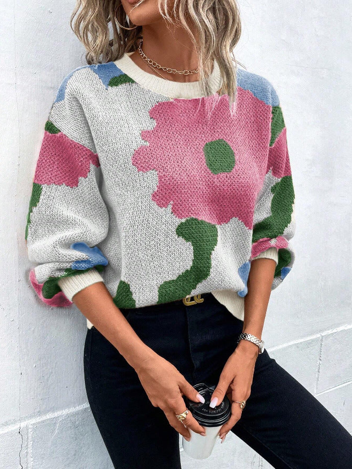 Retro Floral Knitted Jumper