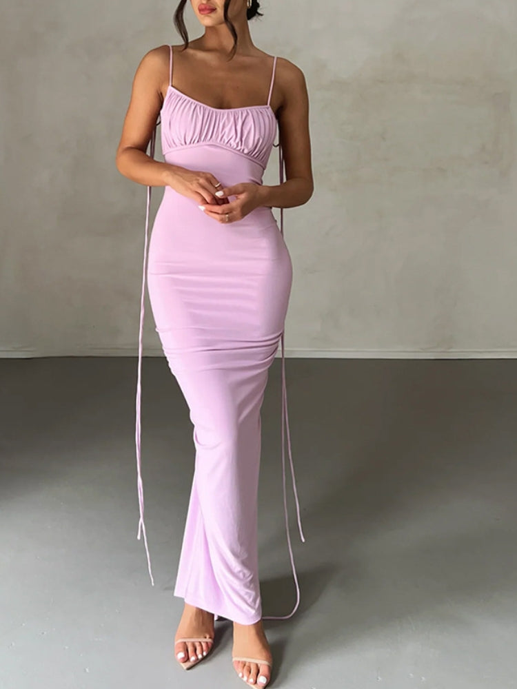 Ruched Backless Evening Dress
