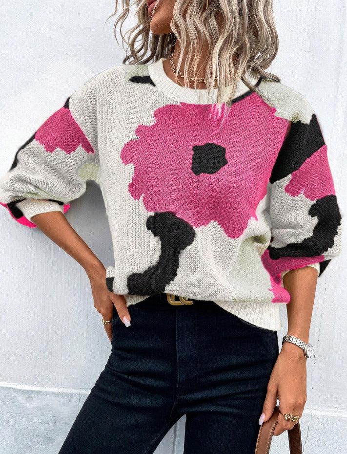 Retro Floral Knitted Jumper