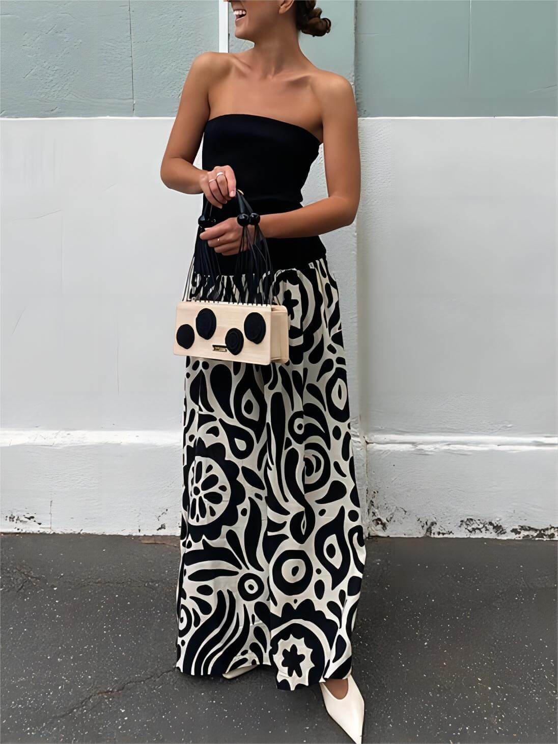 Strapless Floral Print Maxi Dress