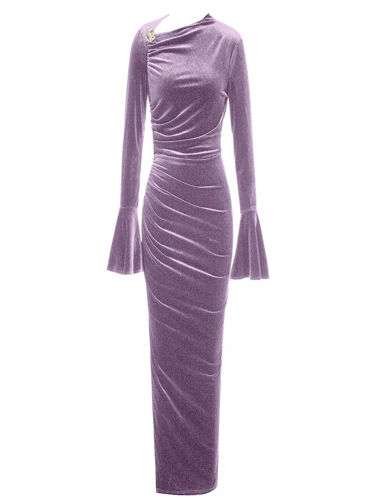 Diagonal Neckline Fitted Dress