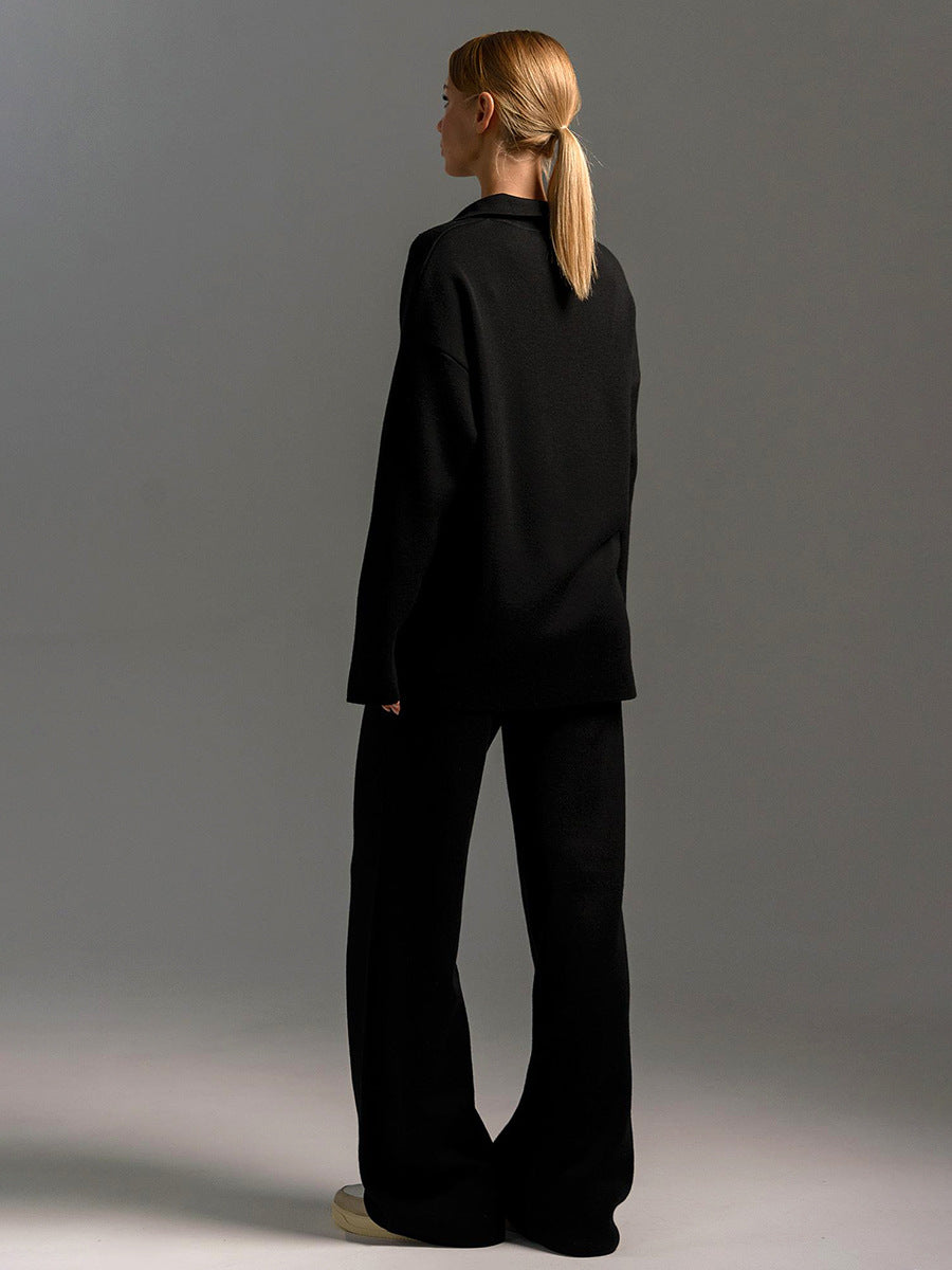 Collared Wide-Leg Lounge Set