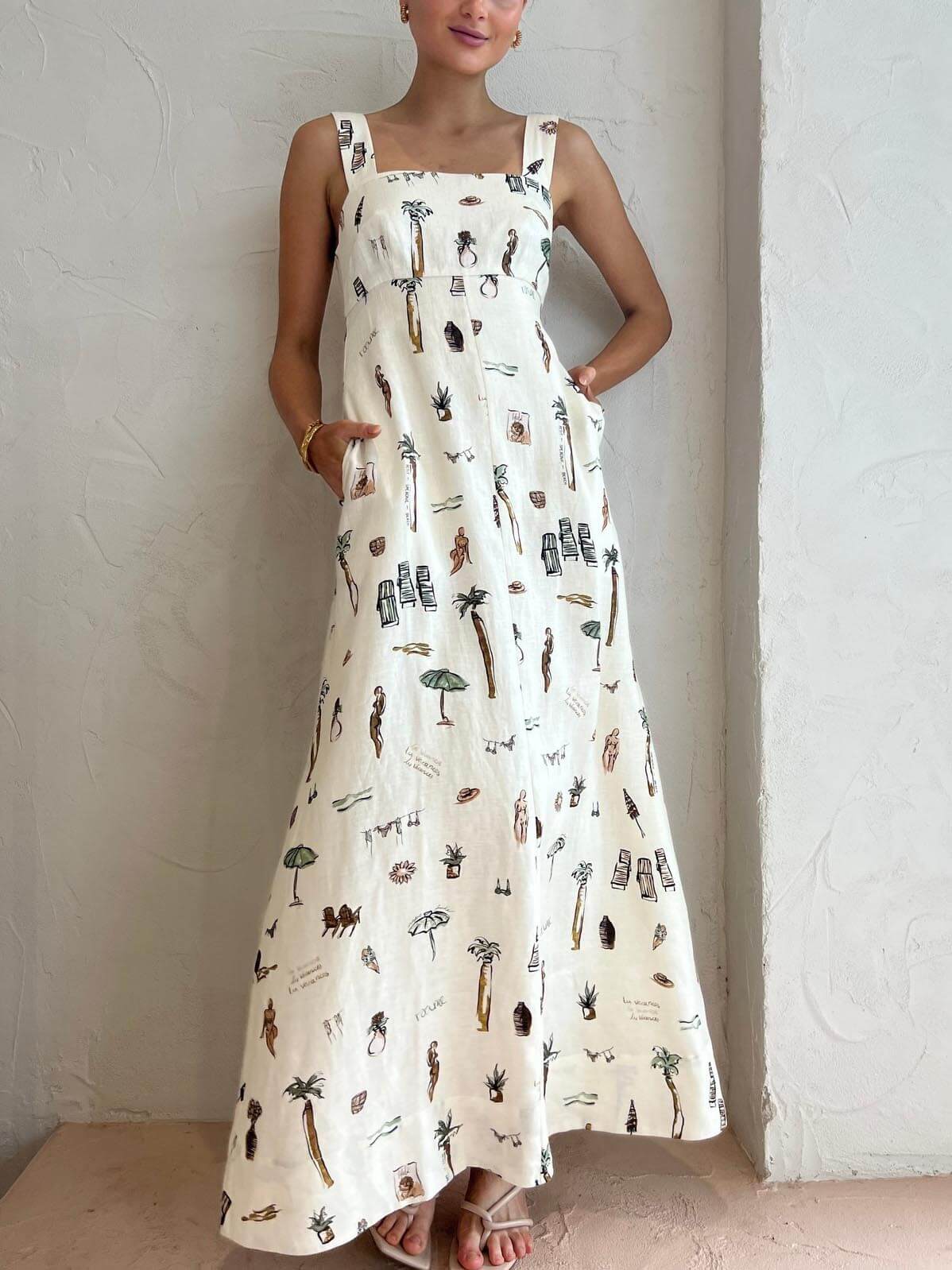 Graffiti Print Backless Maxi Dress
