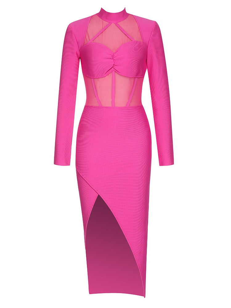 Long Sleeve Mesh Bodycon Dress