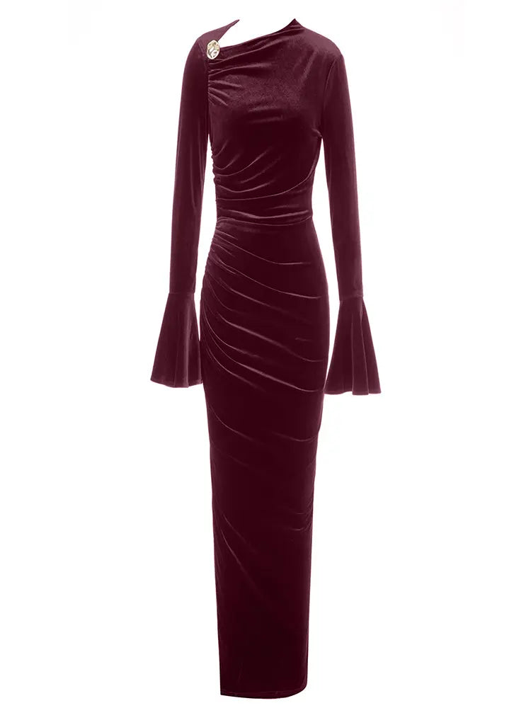 Diagonal Neckline Fitted Dress