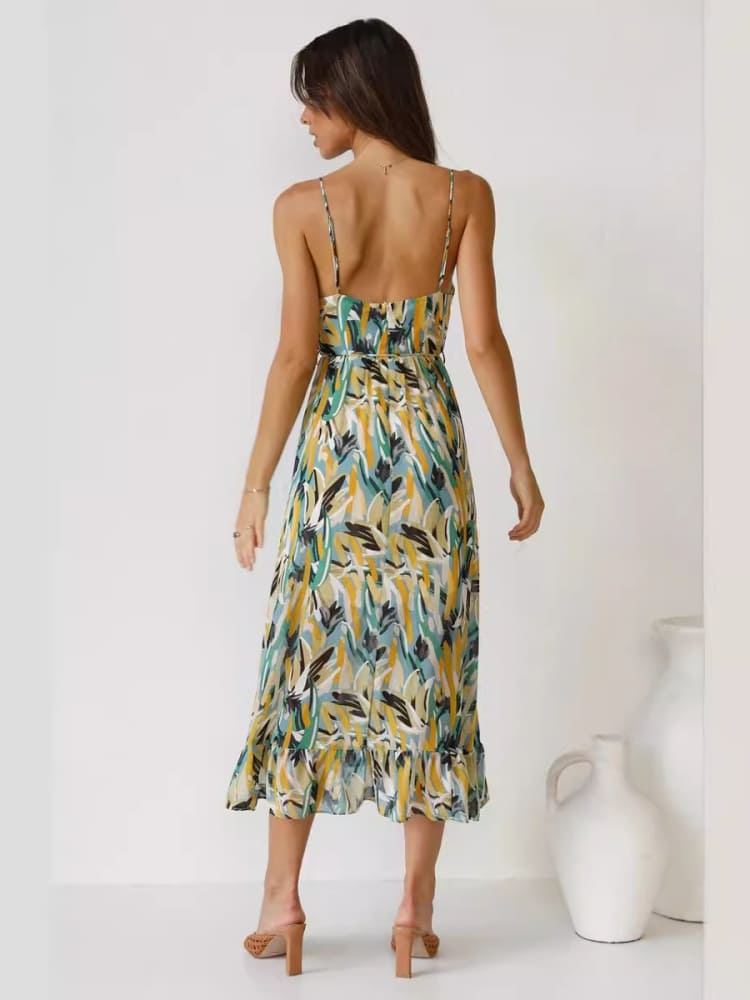 Floral Ruffle Midi Tank Dress