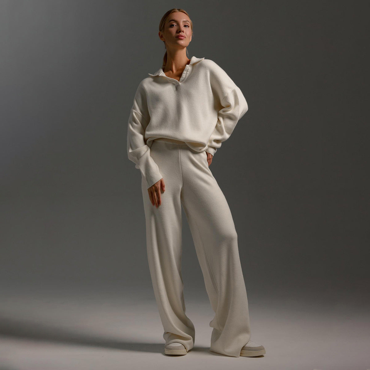 Collared Wide-Leg Lounge Set