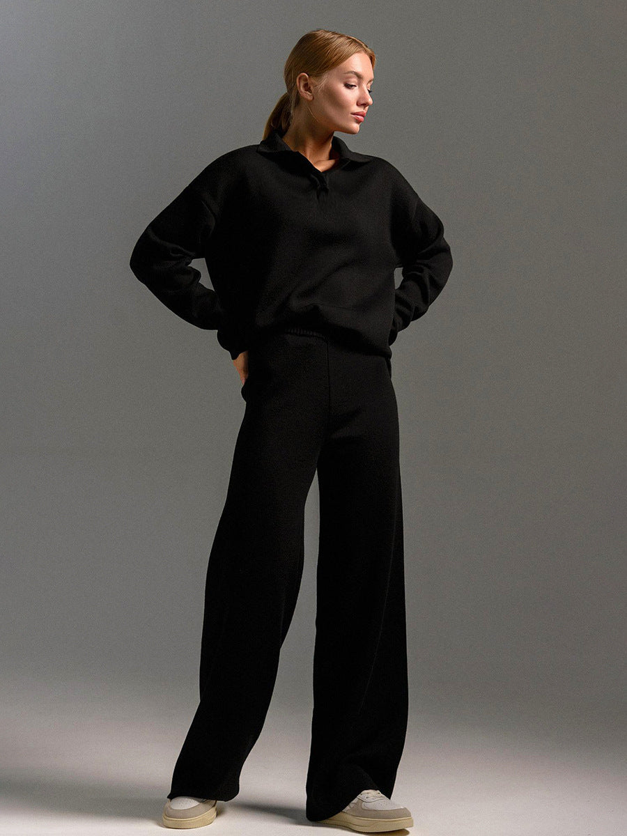 Collared Wide-Leg Lounge Set