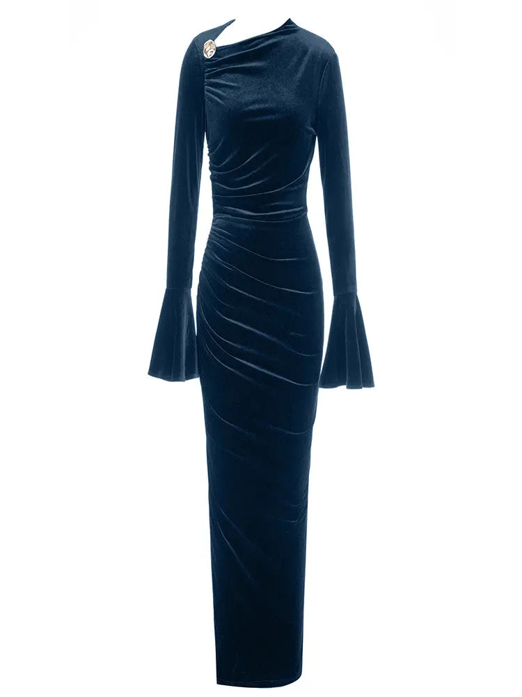 Diagonal Neckline Fitted Dress