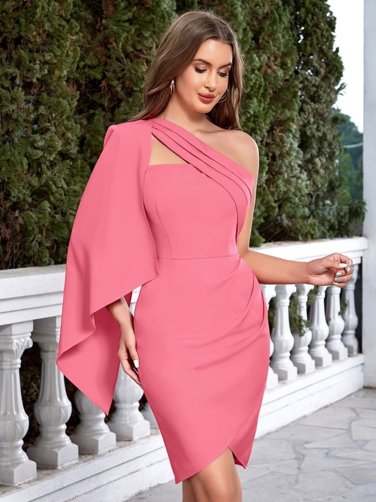Asymmetric Tie-Detail Bodycon Dress