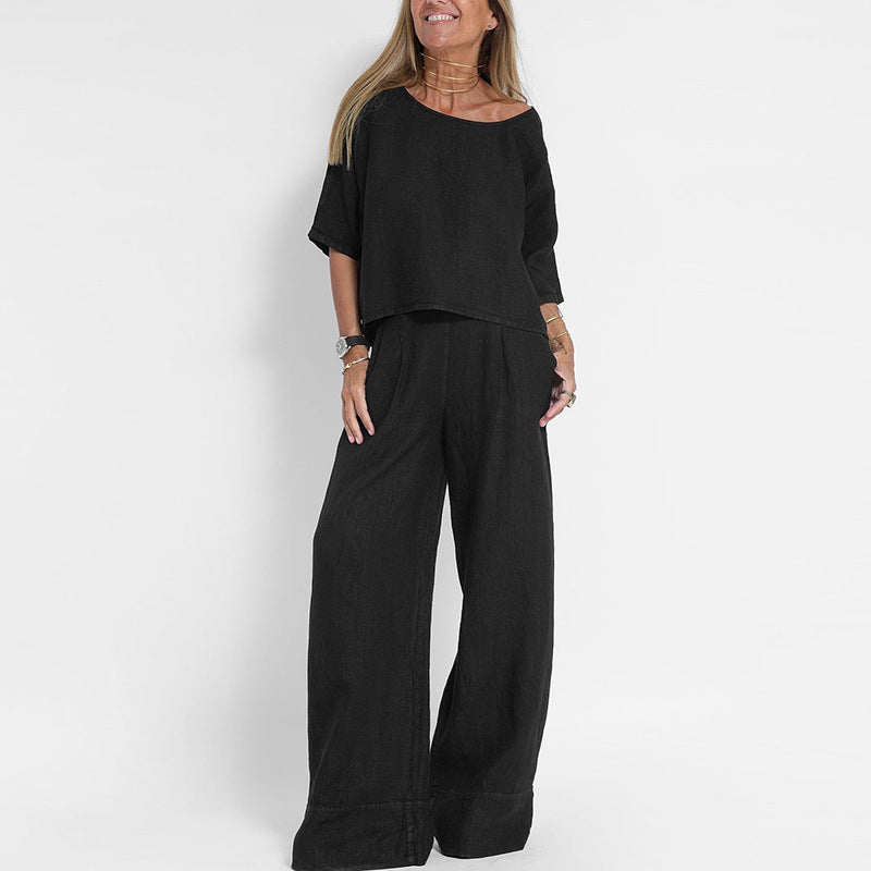 Crop Top & Wide Leg Linen Set