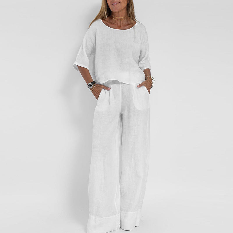 Crop Top & Wide Leg Linen Set