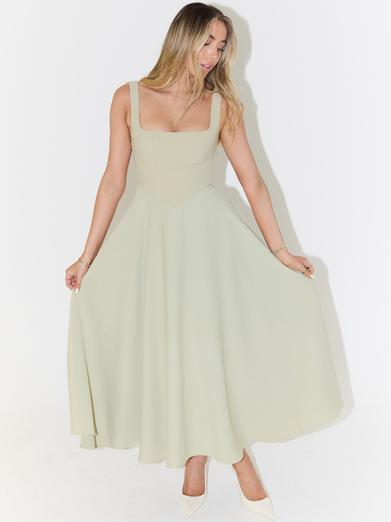 Structured A-Line Midi Dress