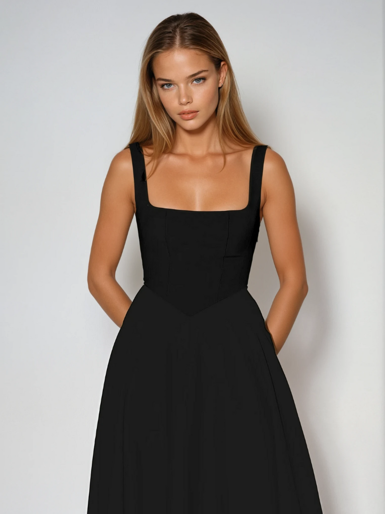 Structured A-Line Midi Dress