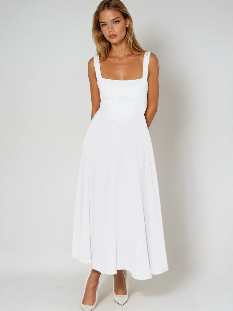Structured A-Line Midi Dress