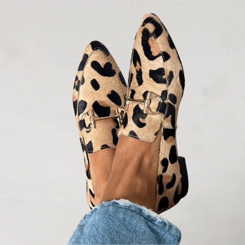 Leopard Print Buckle Mule Loafers