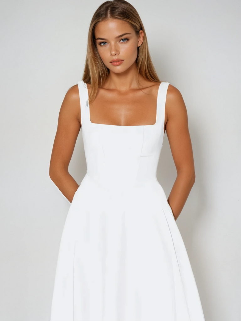 Structured A-Line Midi Dress