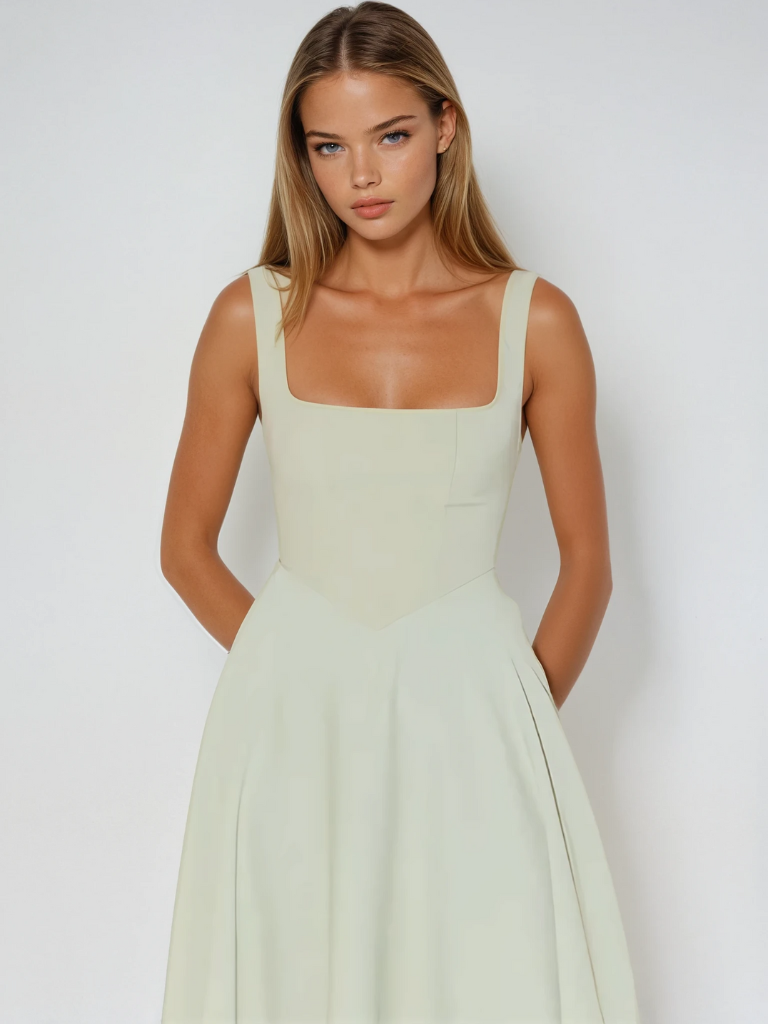 Structured A-Line Midi Dress