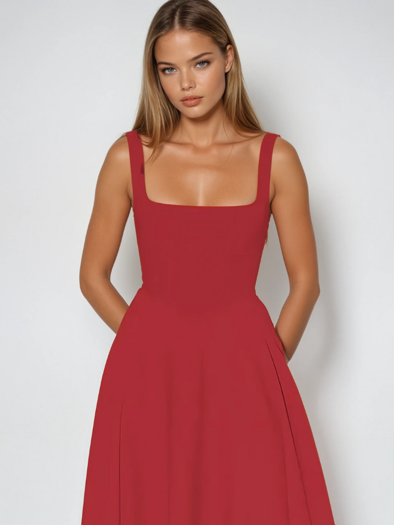 Structured A-Line Midi Dress