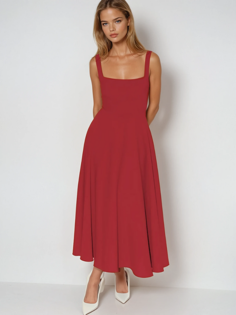 Structured A-Line Midi Dress