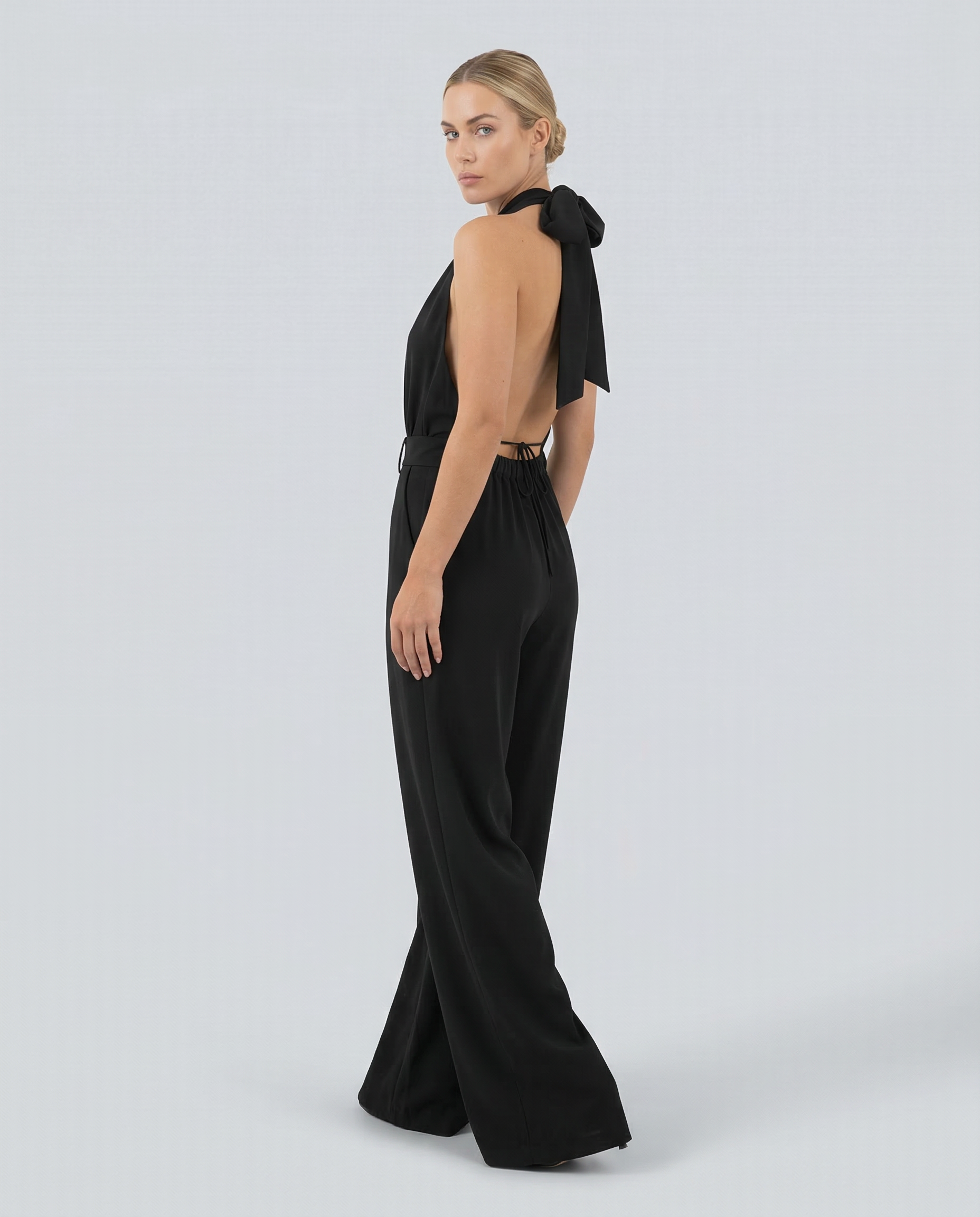 Plunge Halterneck Wide-Leg Jumpsuit