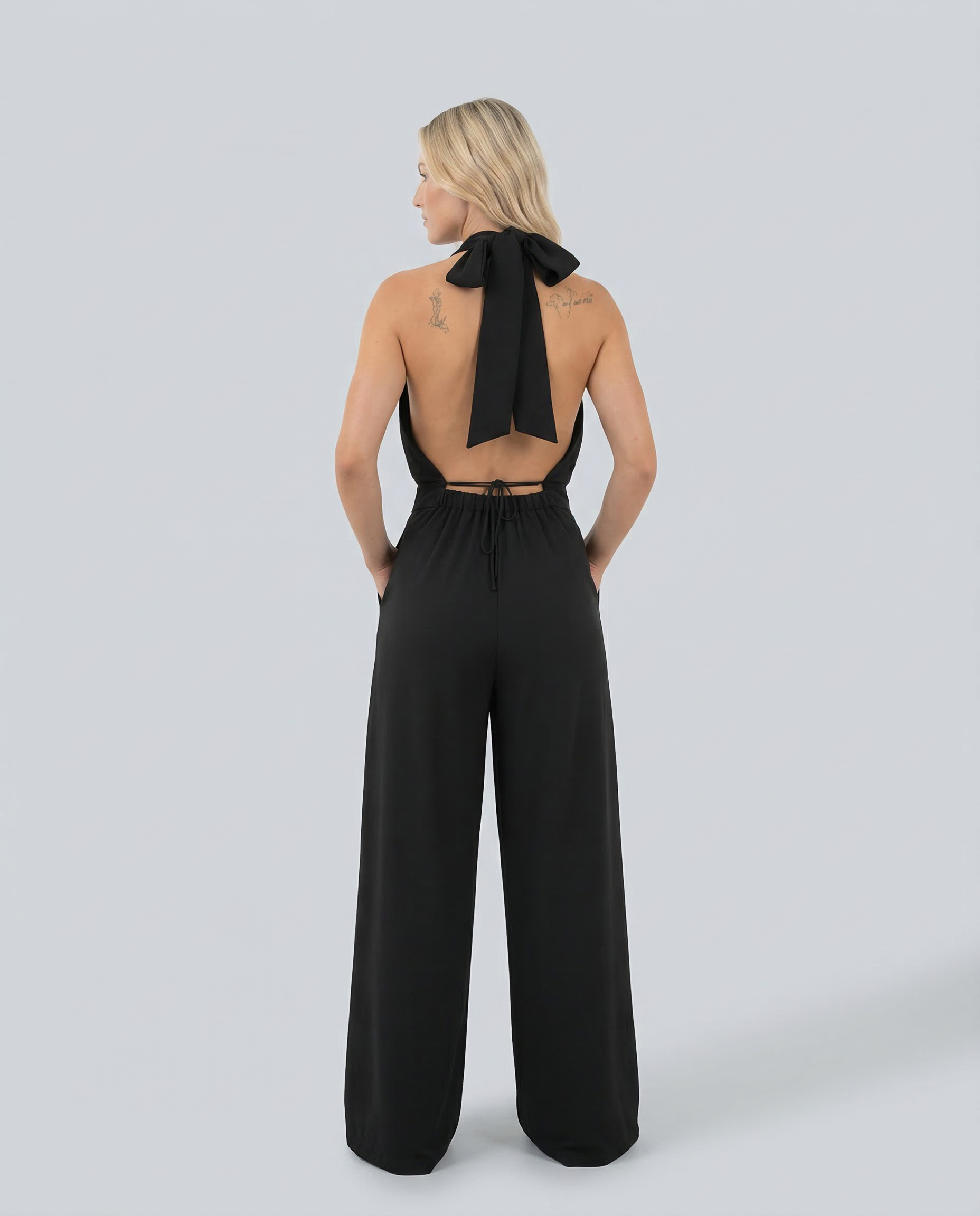 Plunge Halterneck Wide-Leg Jumpsuit