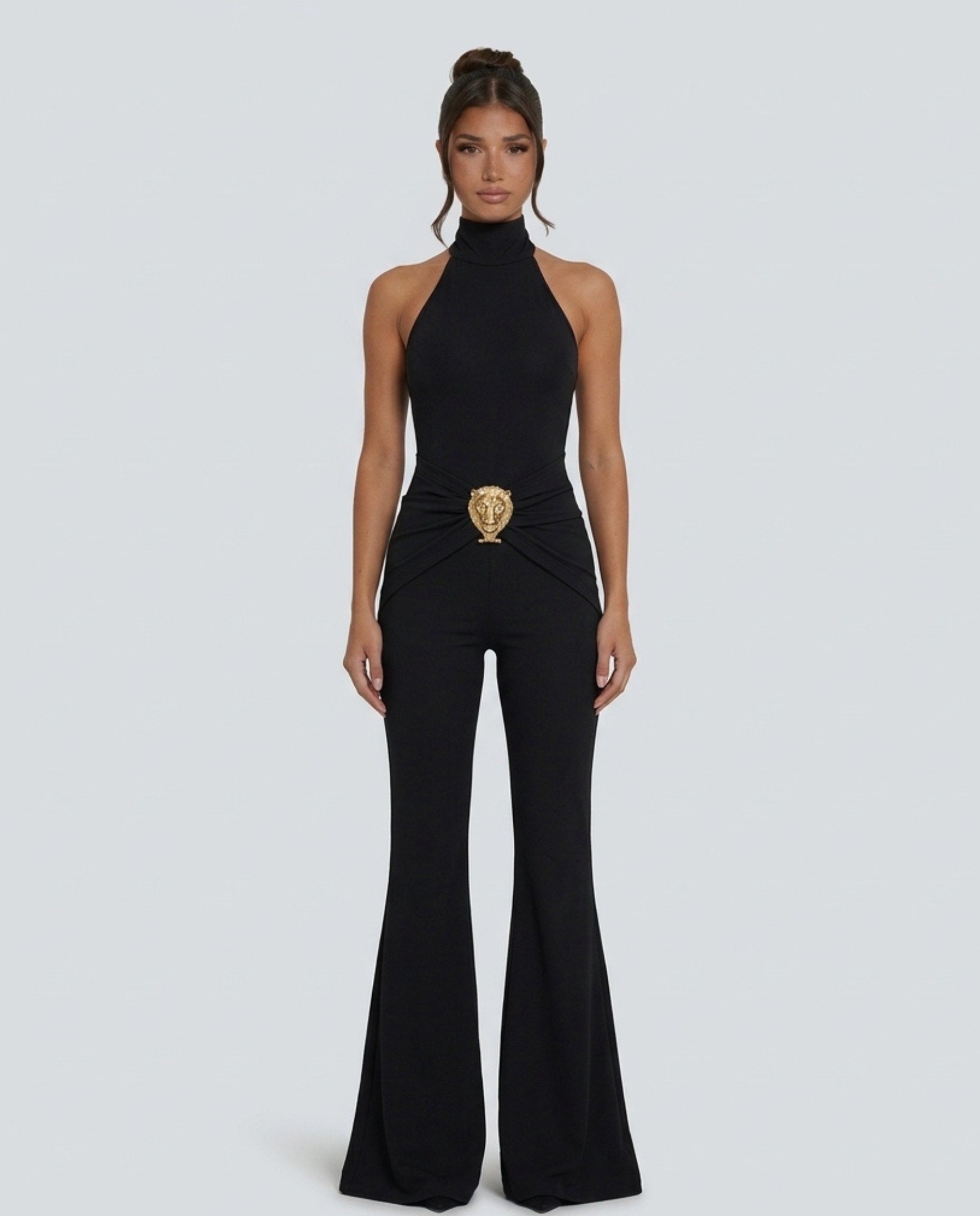 Halter Medallion Flared Jumpsuit