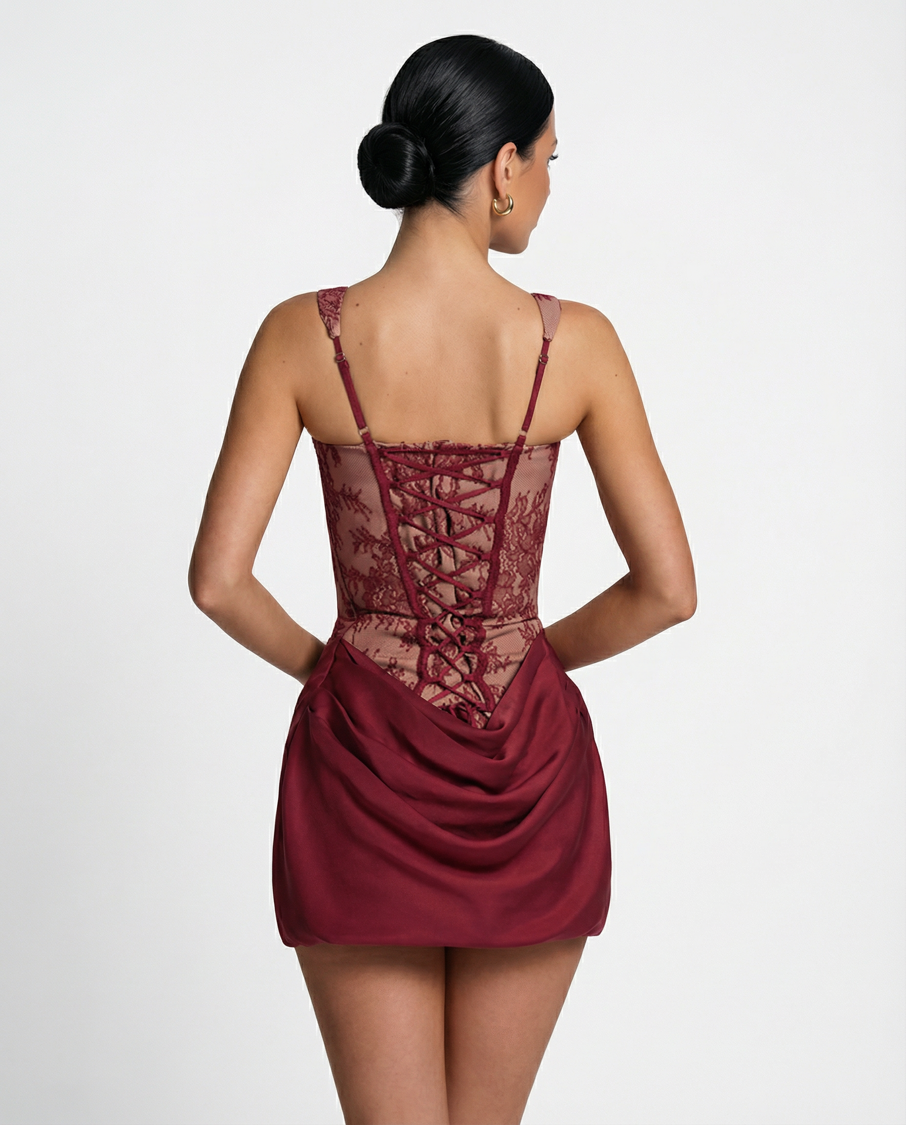 Lace Corset Draped Mini Dress