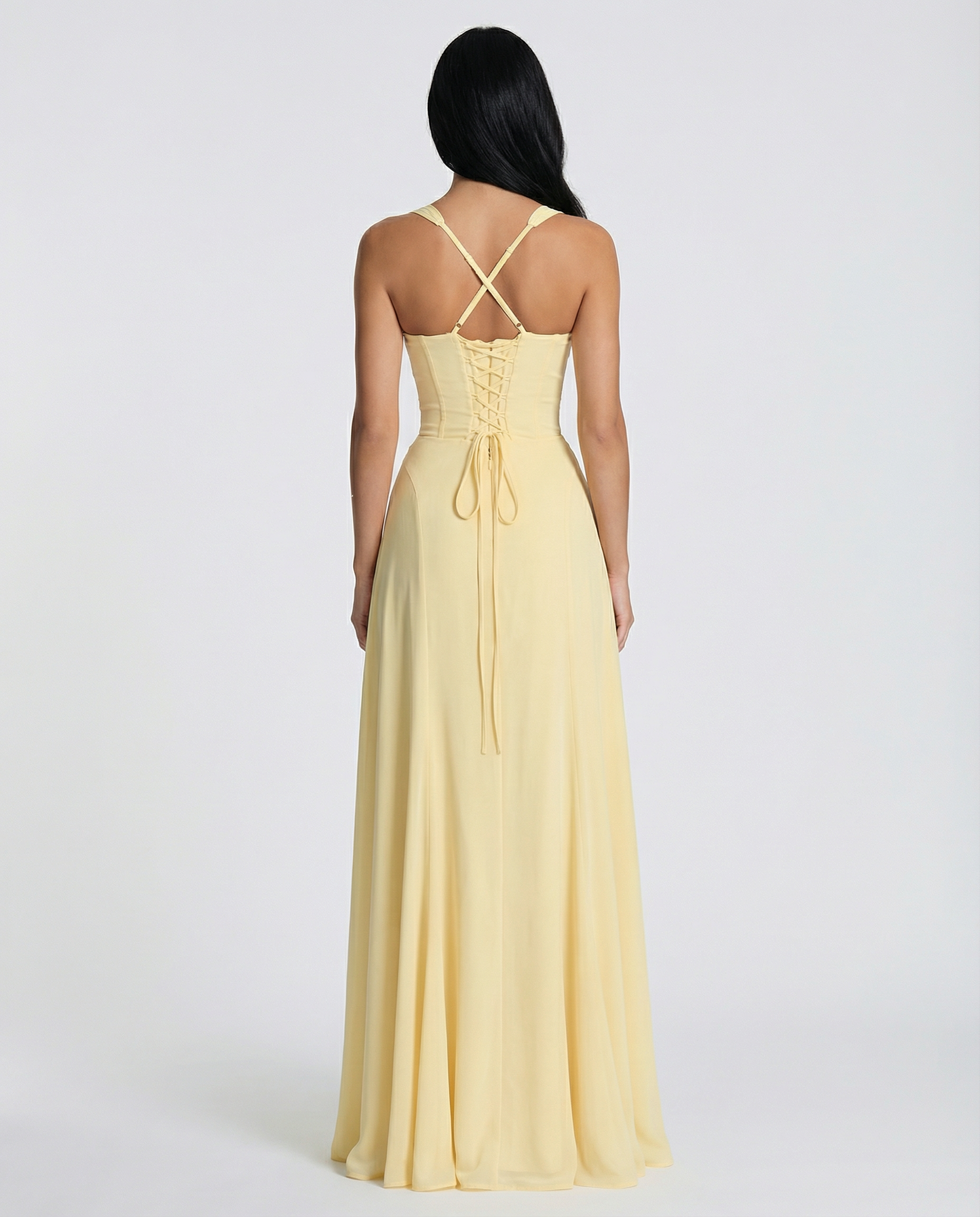 Chiffon Sweetheart Corset Maxi Dress