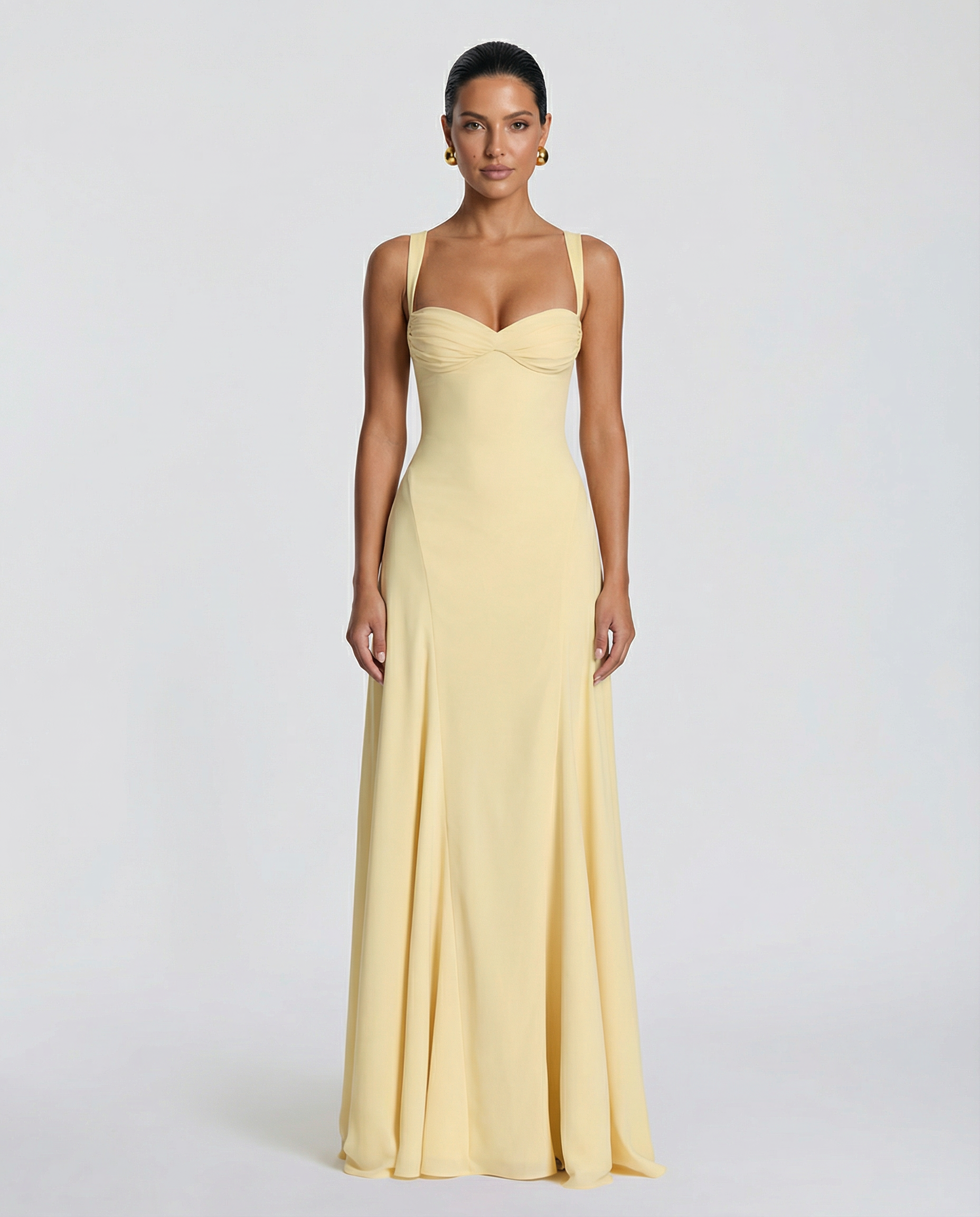 Chiffon Sweetheart Corset Maxi Dress