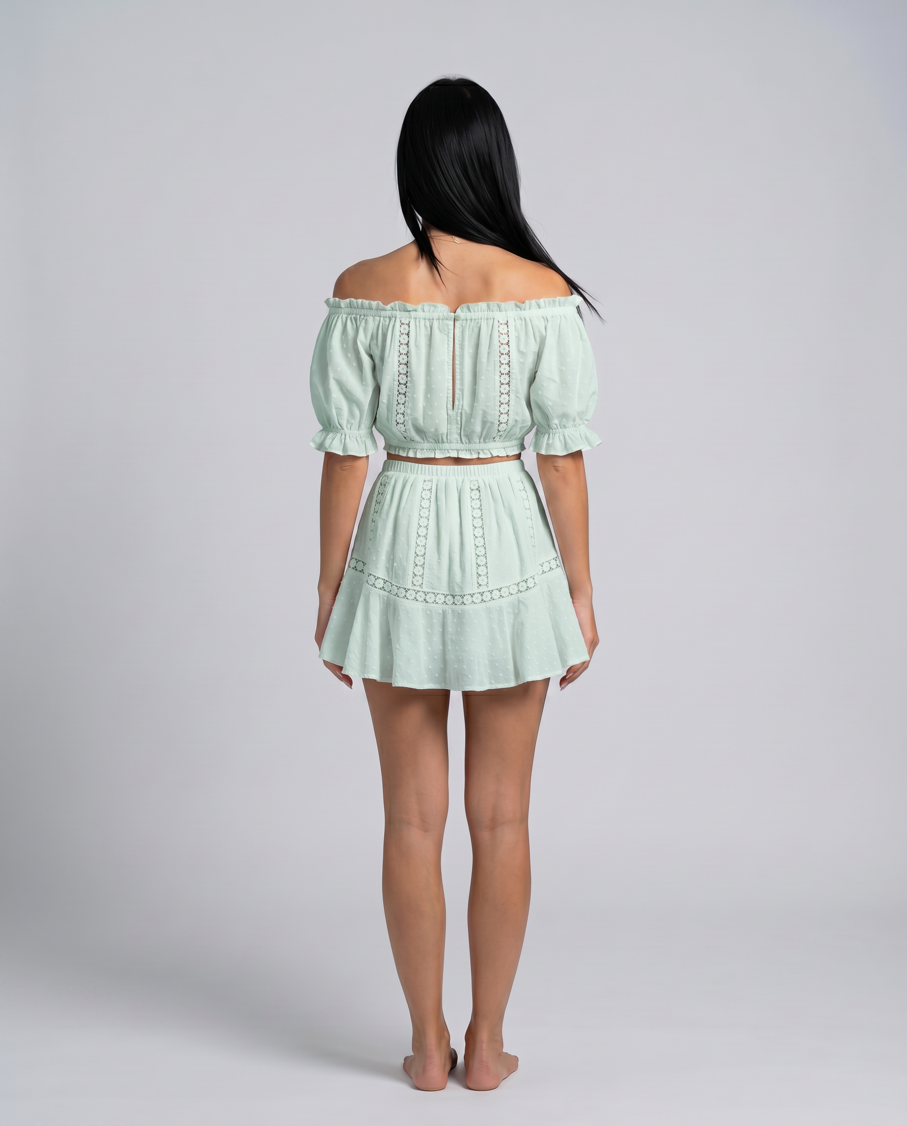 Puff Sleeve Top Flared Mini Set