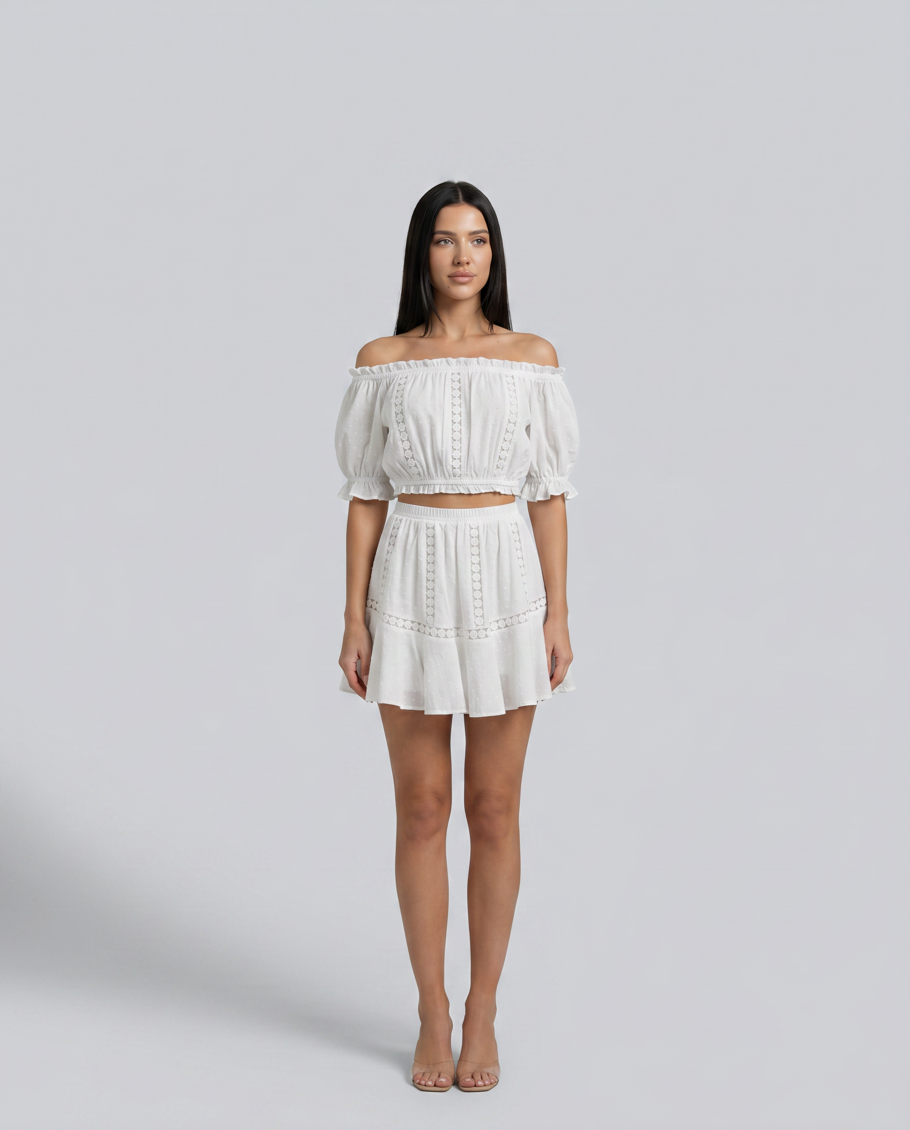 Puff Sleeve Top Flared Mini Set