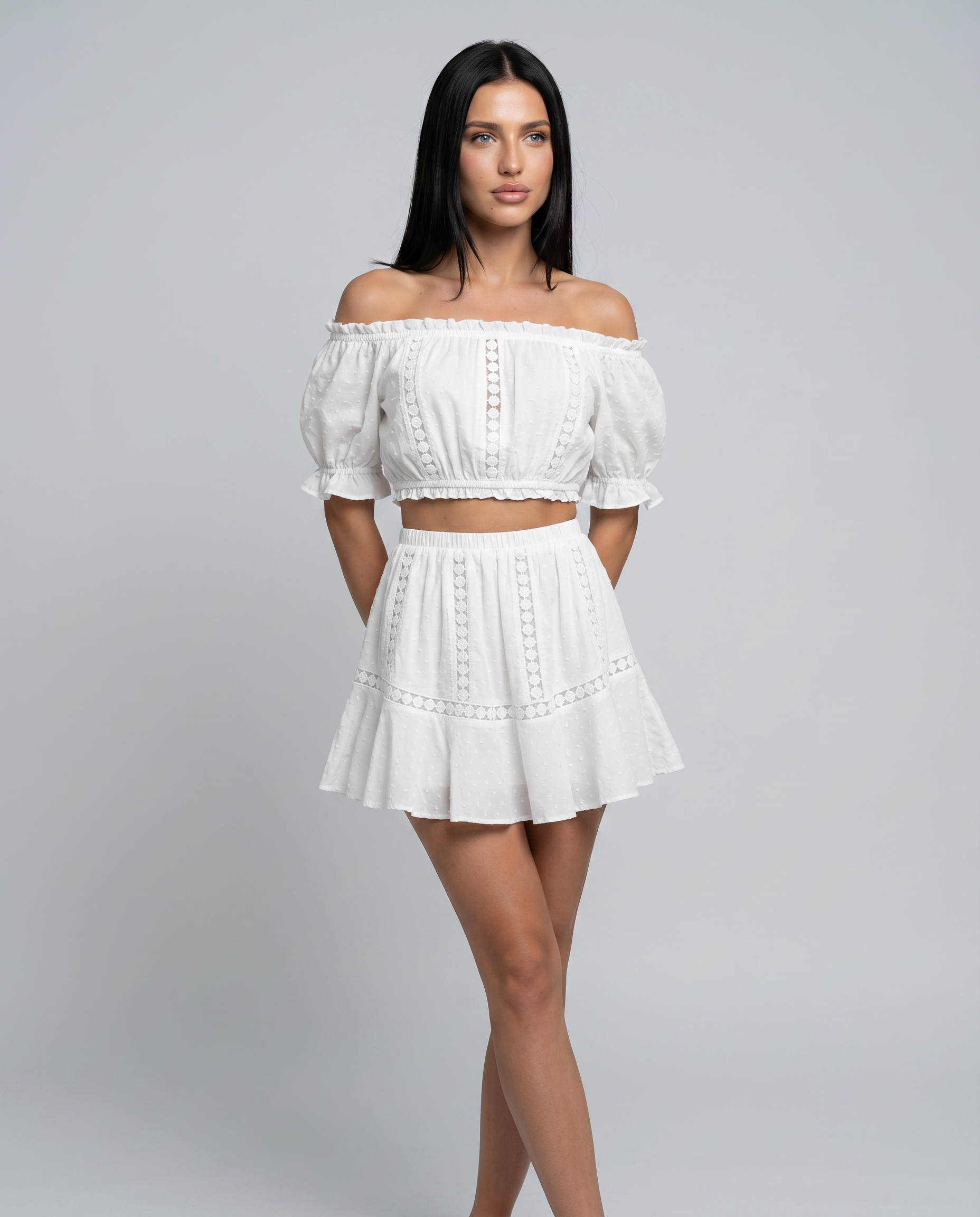 Puff Sleeve Top Flared Mini Set