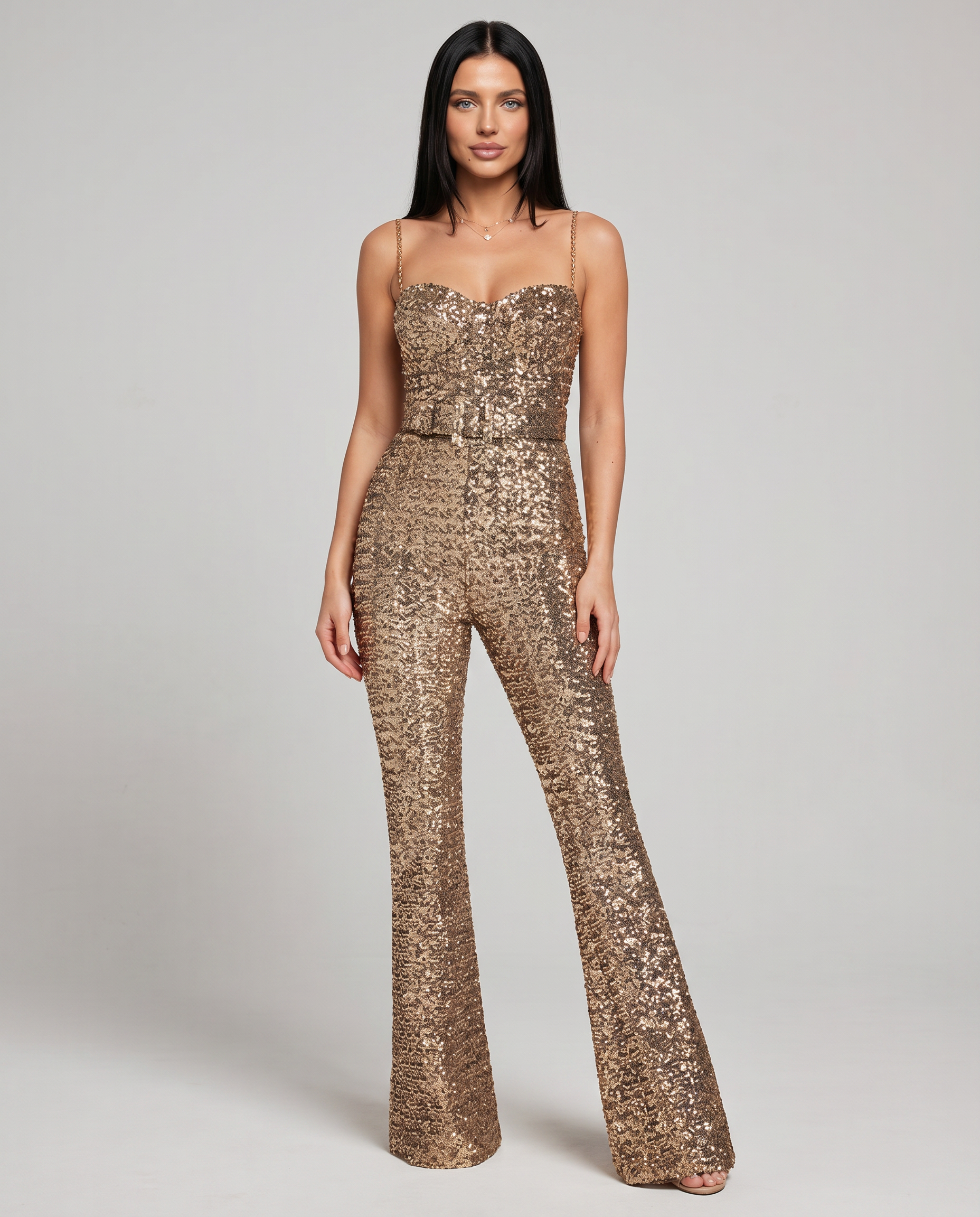 Sequin Sweetheart Flared Jumpsuit