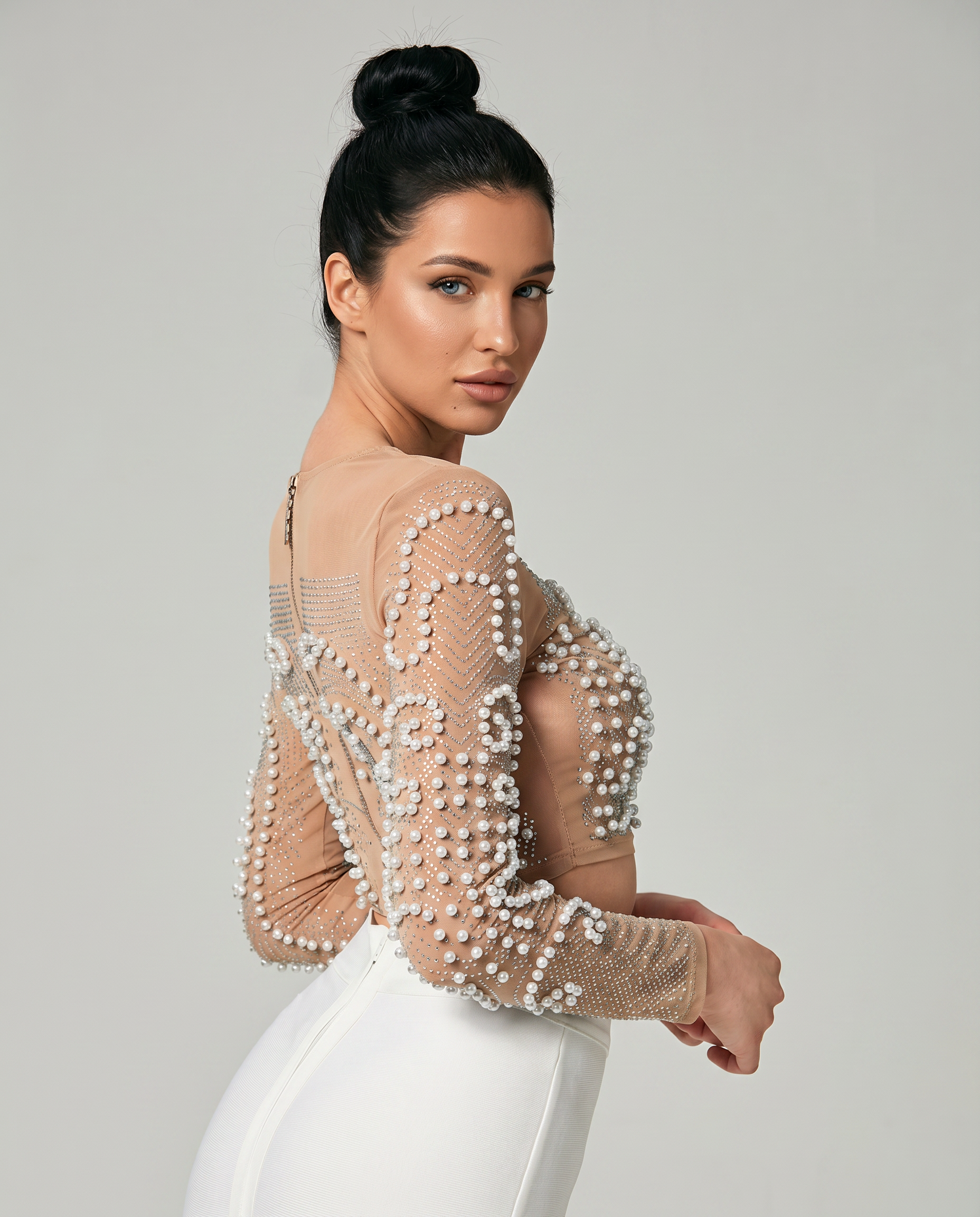 Pearl Mesh Top Pencil Midi Set