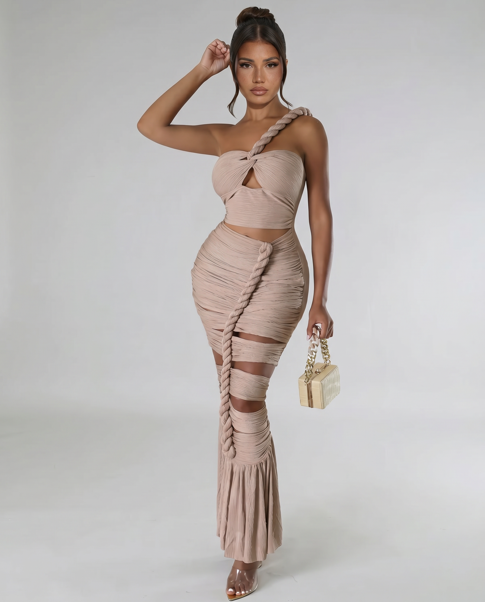 One-Shoulder Cut-Out Maxi Dress