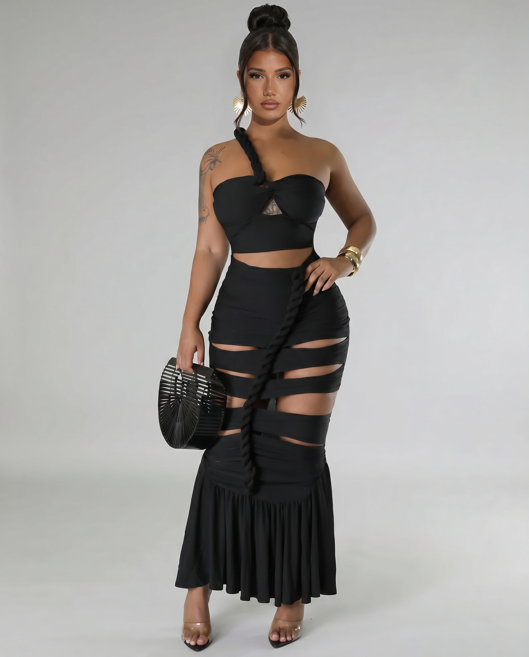 One-Shoulder Cut-Out Maxi Dress