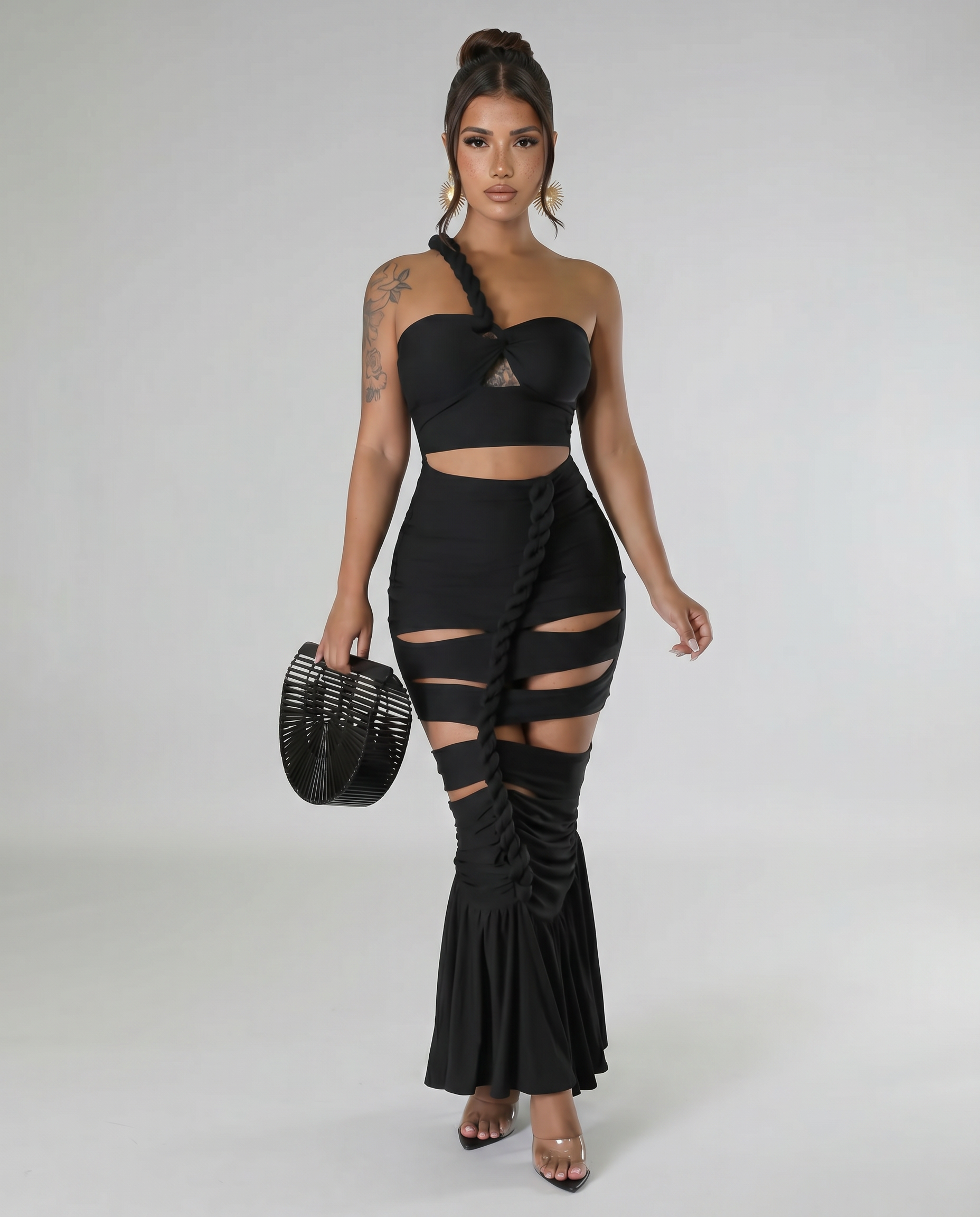 One-Shoulder Cut-Out Maxi Dress