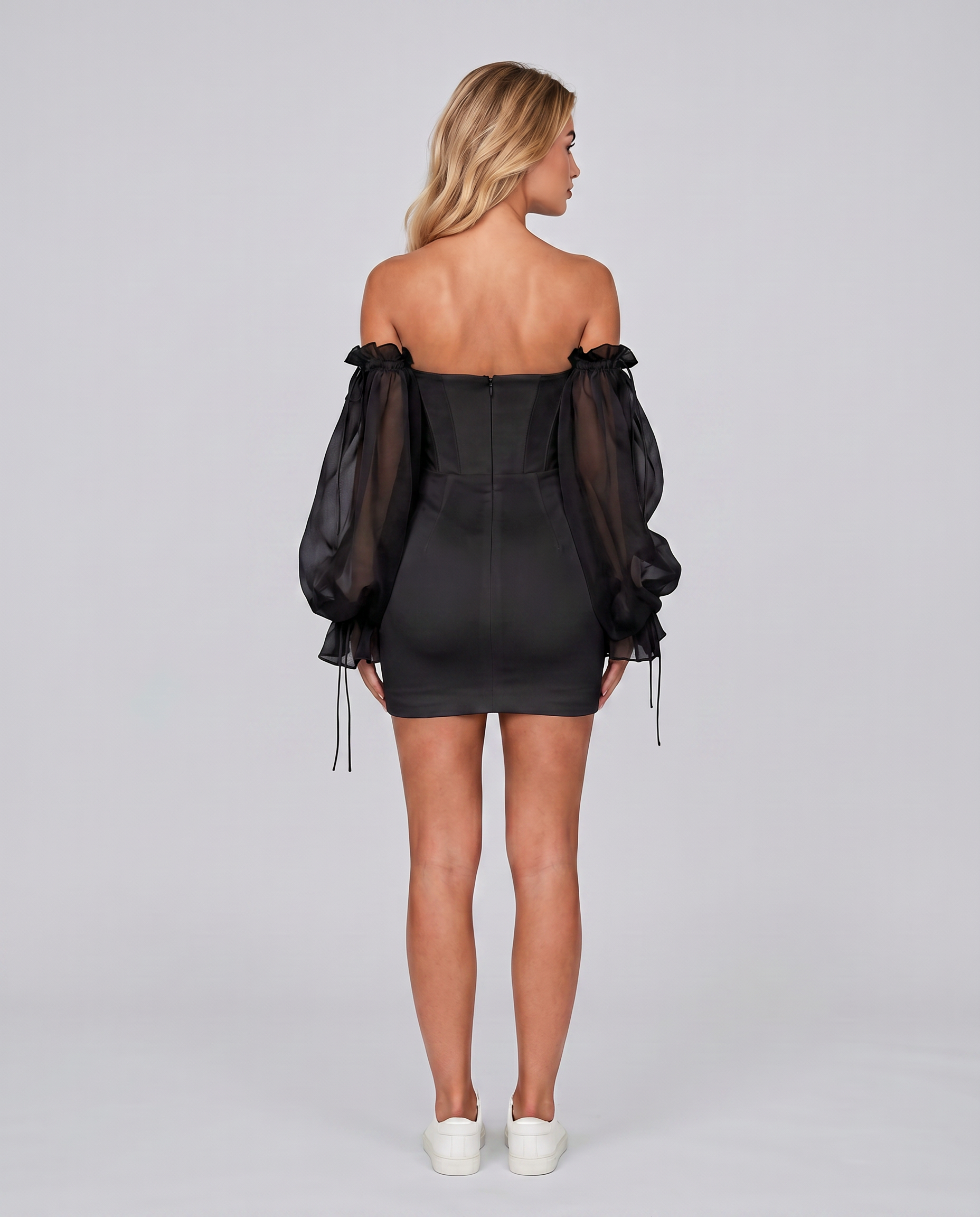 Balloon Sleeve Corset Mini Dress