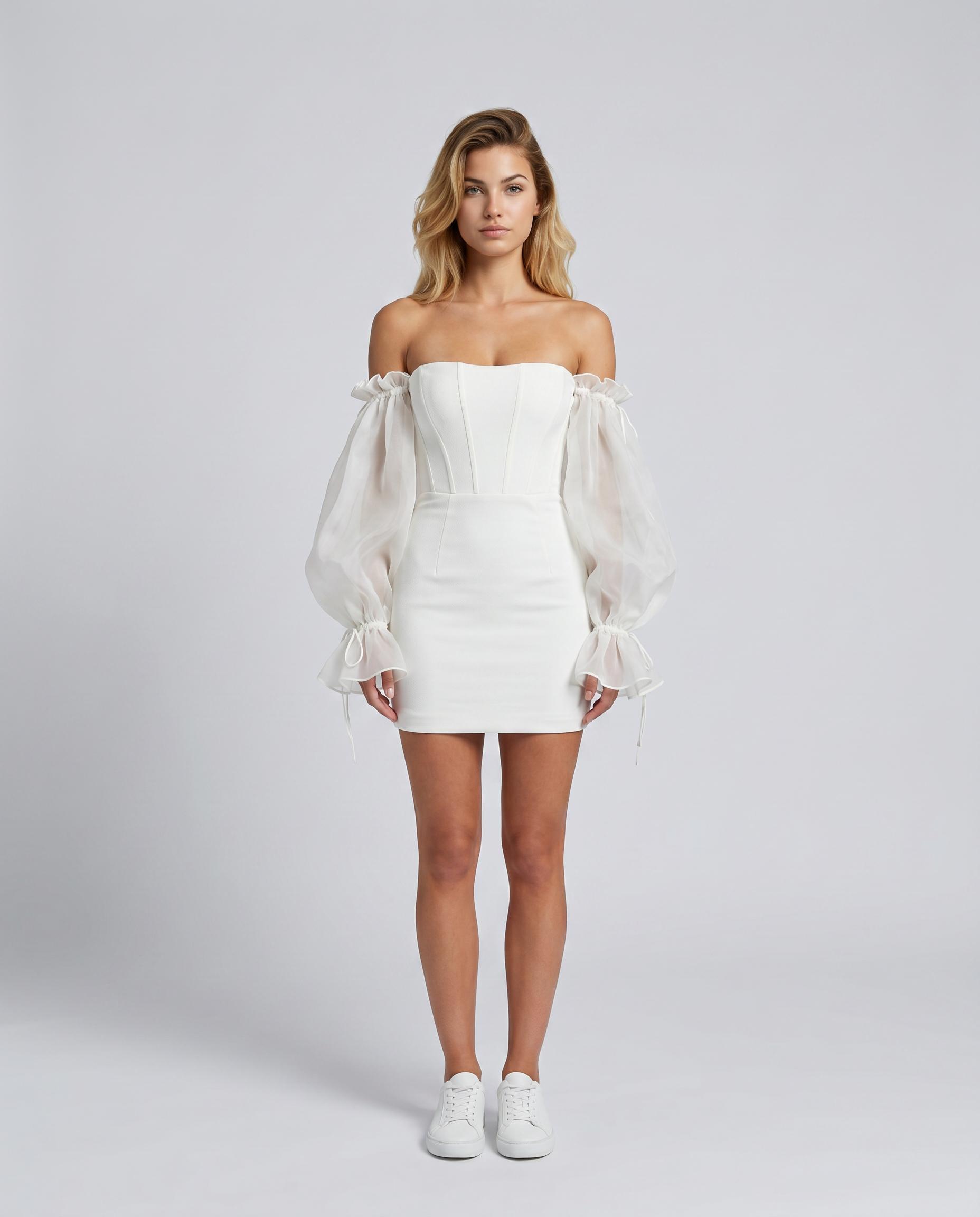 Balloon Sleeve Corset Mini Dress
