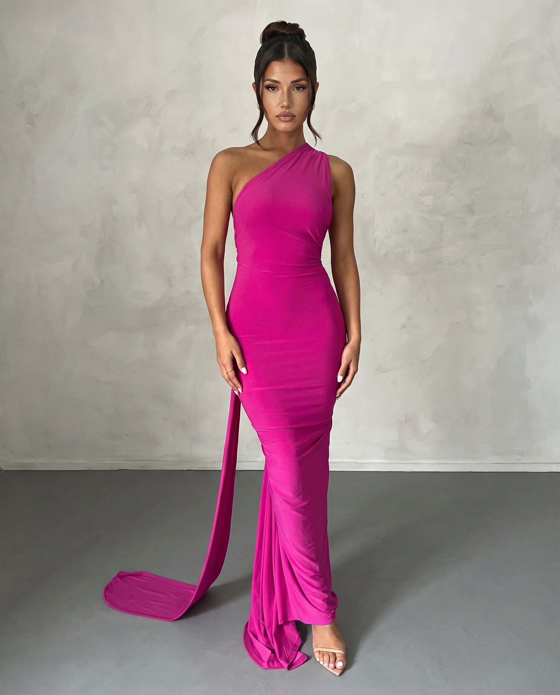One-Shoulder Fishtail Maxi Dress
