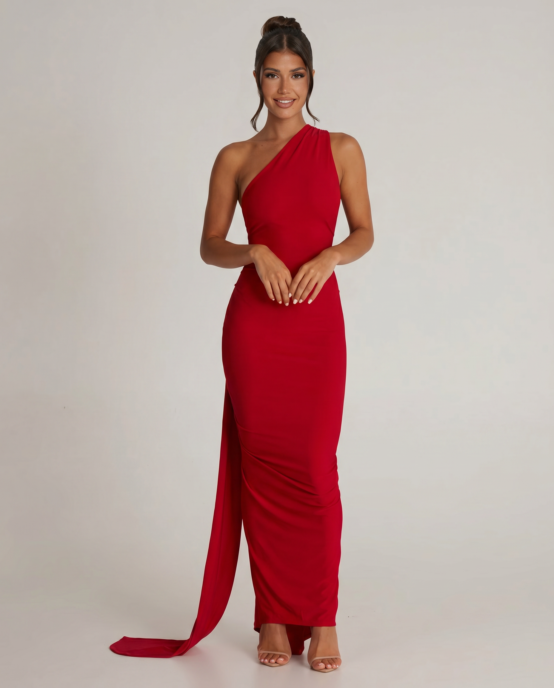 One-Shoulder Fishtail Maxi Dress