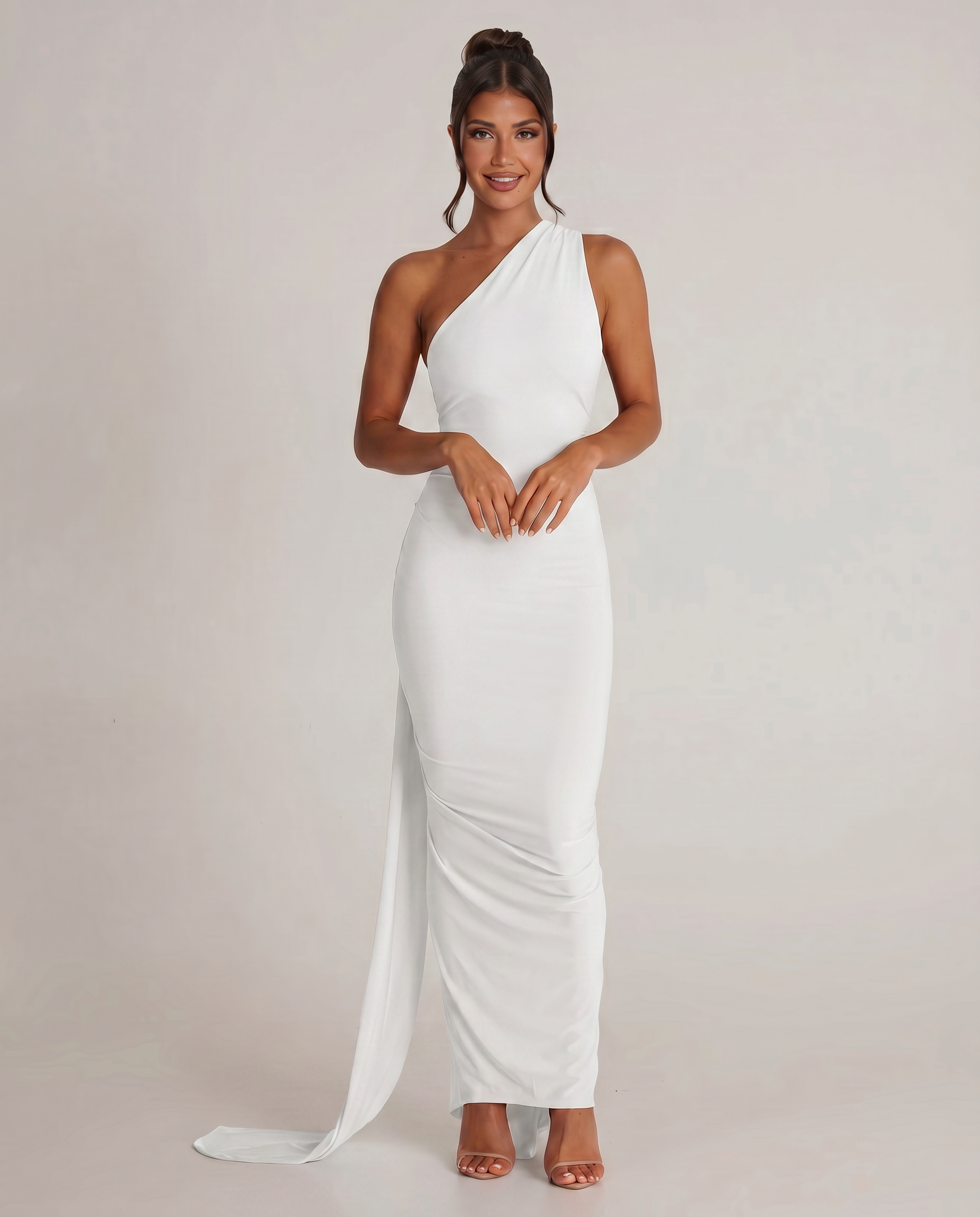 One-Shoulder Fishtail Maxi Dress