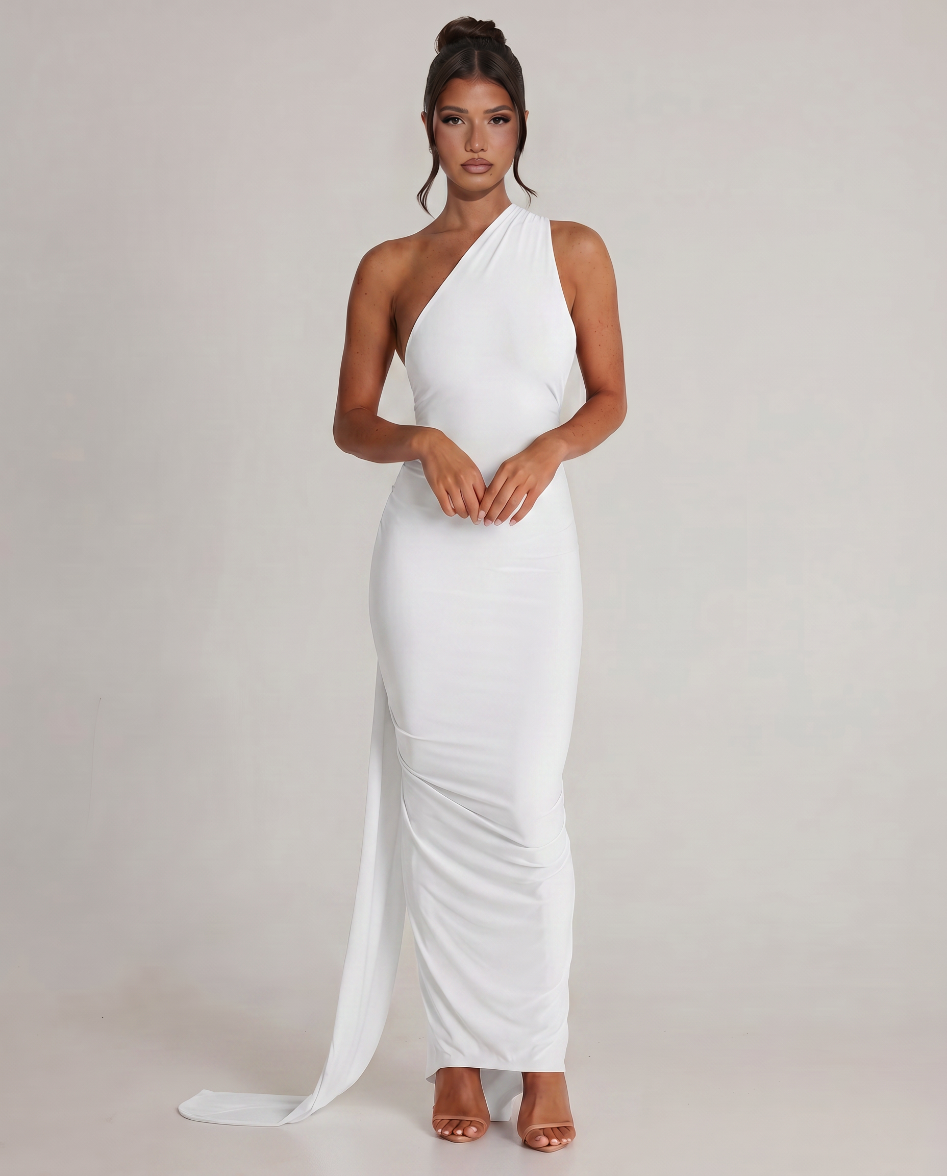 One-Shoulder Fishtail Maxi Dress