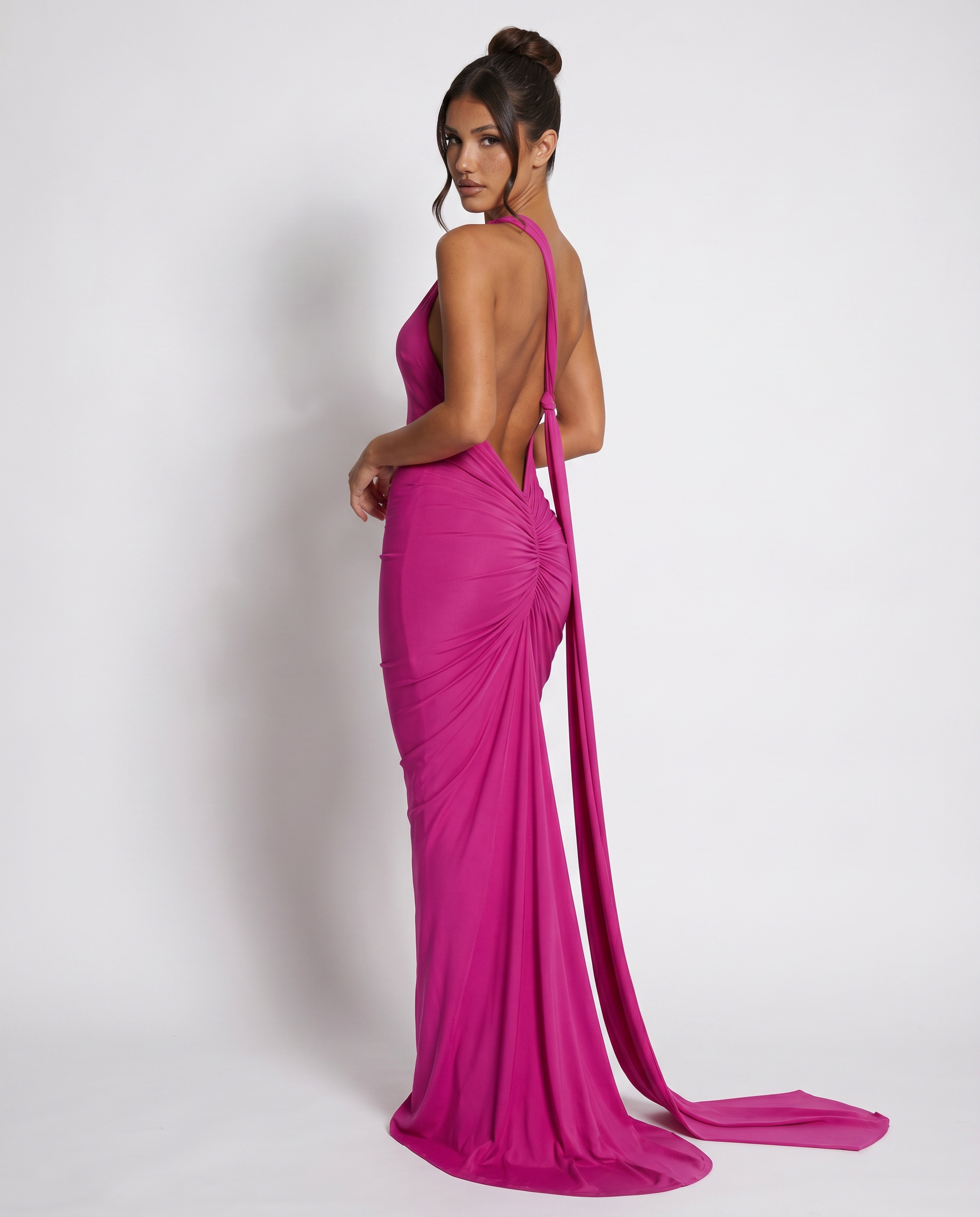 One-Shoulder Fishtail Maxi Dress