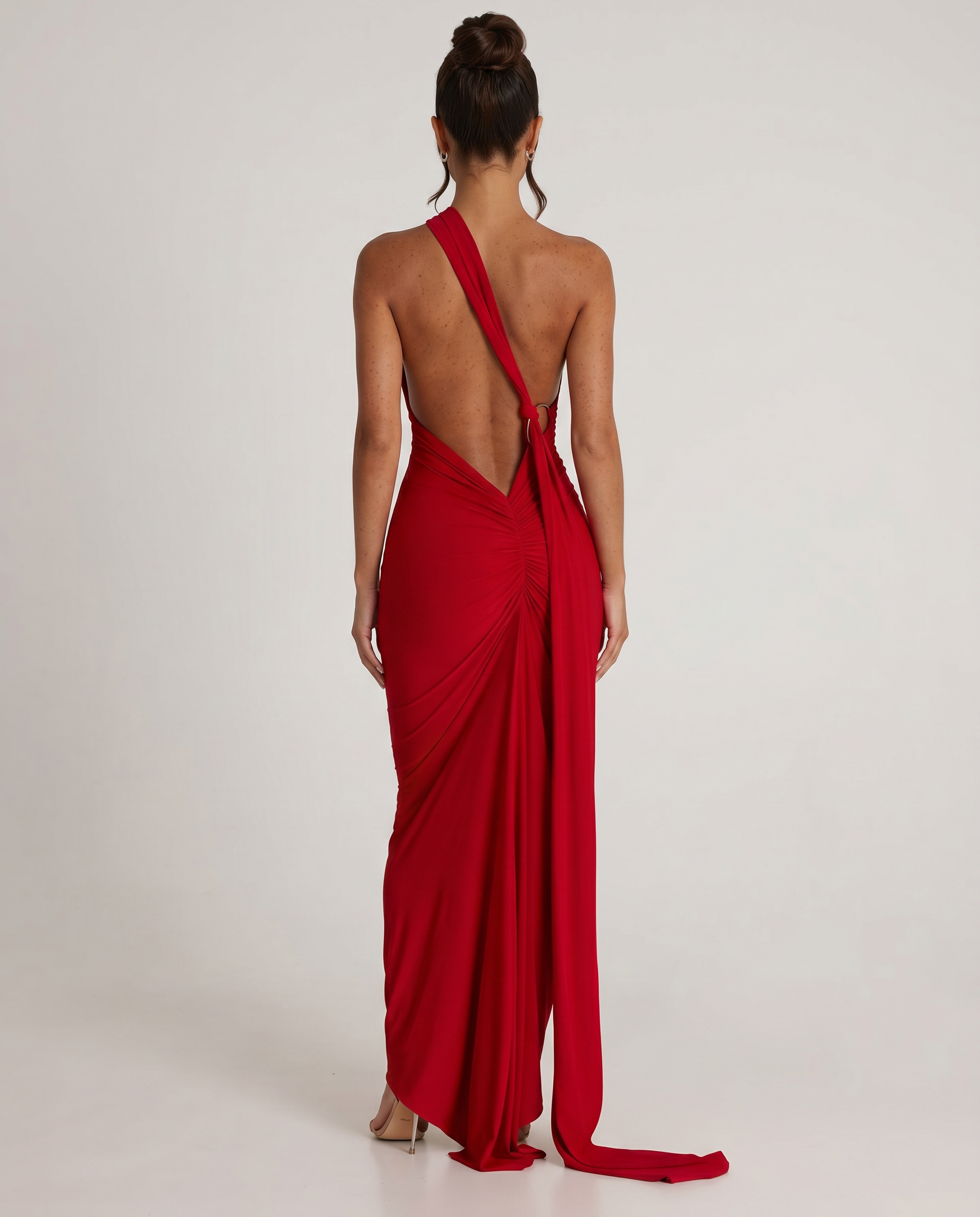 One-Shoulder Fishtail Maxi Dress