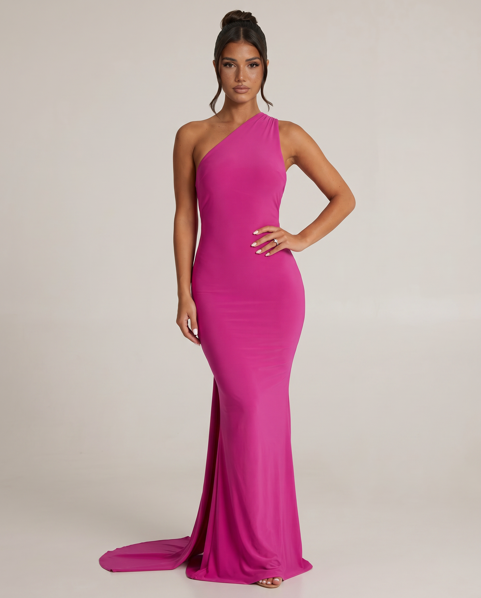 One-Shoulder Fishtail Maxi Dress